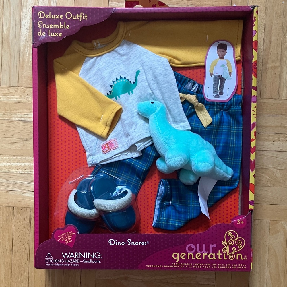 Our Generation Boy Doll Dino-Snore Dinosaur Pajama Set NIB HTF